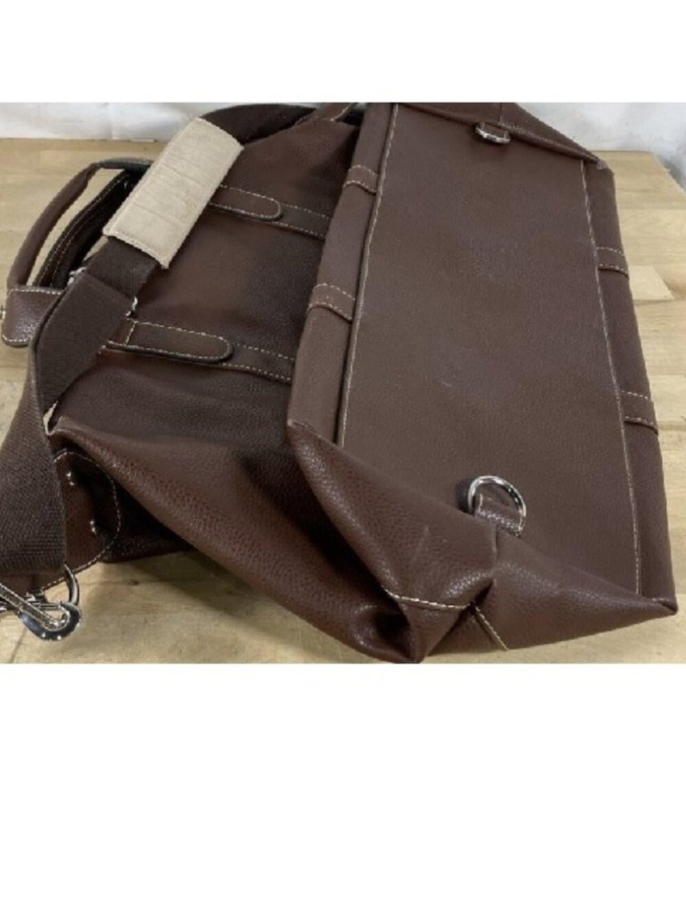 $795 Barrington 360 Brown Pebbled Duffle Weekender Carry On Travel Bag Unixex - Picture 11 of 12